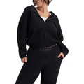 Women's Sweats Cotton Zip Hoodie with double-lined hood, kanga pockets, ribbed cuffs and hem, soft French terry cotton.