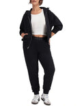 Women's Sweats Cotton Zip Hoodie with double-lined hood, kanga pockets, ribbed cuffs and hem, soft French terry cotton.
