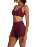 Women's Move Rib Seamless Crop Bra in ribbed fabric with removable cups, soft vee neckline, and supportive underbust elastic.