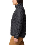 Columbia Delta Ridge II Down Hooded Jacket in Black with Omni-Heat lining, water-resistant fabric, and zippered hand pockets
