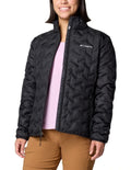 Columbia Delta Ridge II Down Hooded Jacket in Black with Omni-Heat lining, water-resistant fabric, and zippered hand pockets