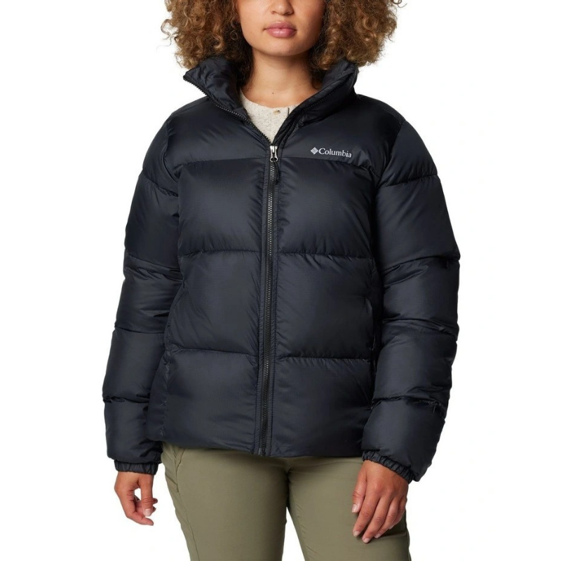 Columbia Puffect II Puffer Jacket in Black with water-resistant fabric, synthetic insulation, and zippered hand pockets