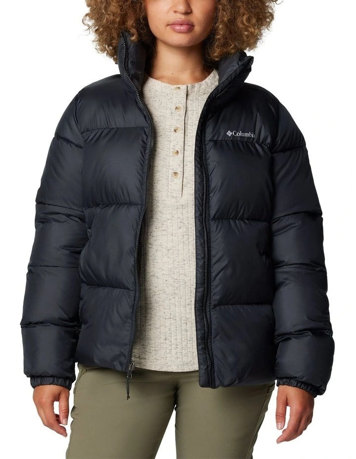 Columbia Puffect II Puffer Jacket in Black with water-resistant fabric, synthetic insulation, and zippered hand pockets