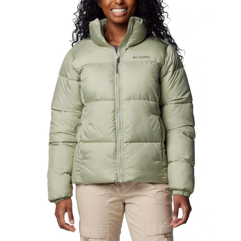 Columbia Puffect II Puffer Jacket in Safari with water-resistant fabric, synthetic insulation, and zippered hand pockets