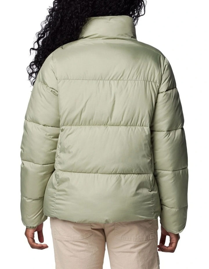 Columbia Puffect II Puffer Jacket in Safari with water-resistant fabric, synthetic insulation, and zippered hand pockets