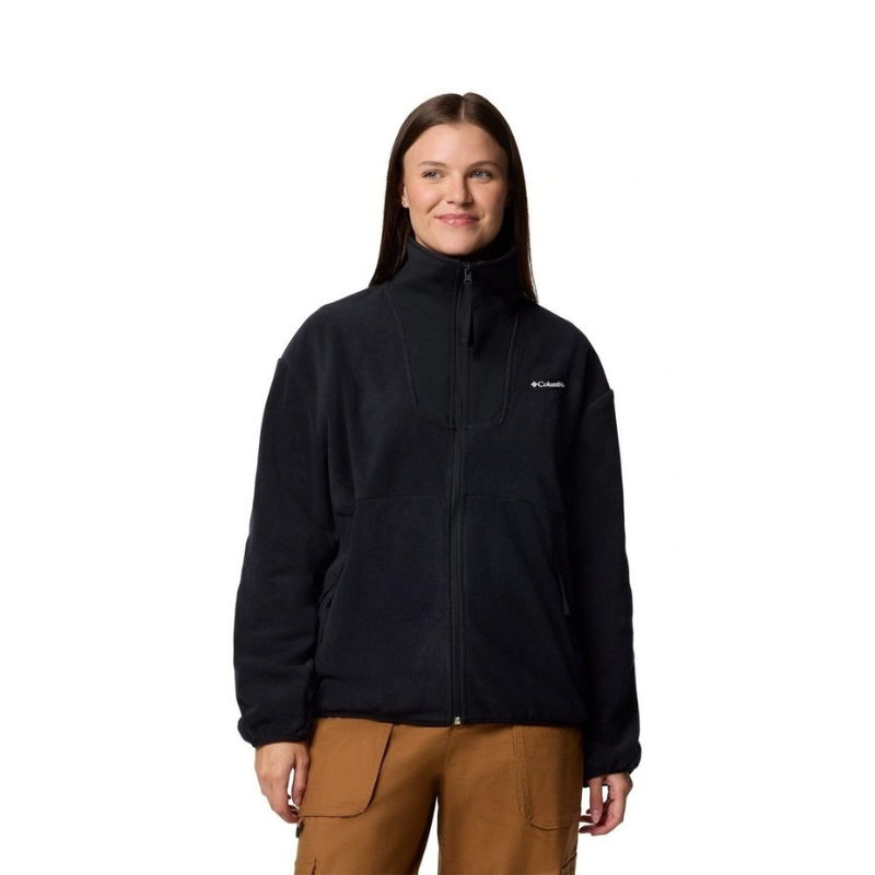 Columbia Sequoia Grove Full Zip Fleece in Black made with recycled polyester, zippered hand pockets, and high collar