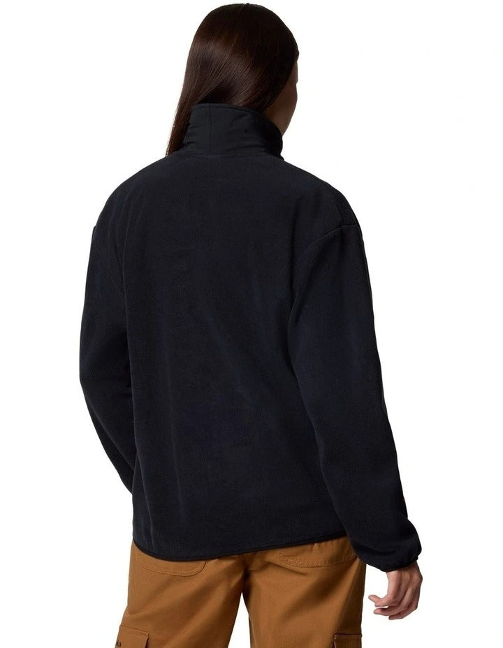 Columbia Sequoia Grove Full Zip Fleece in Black made with recycled polyester, zippered hand pockets, and high collar