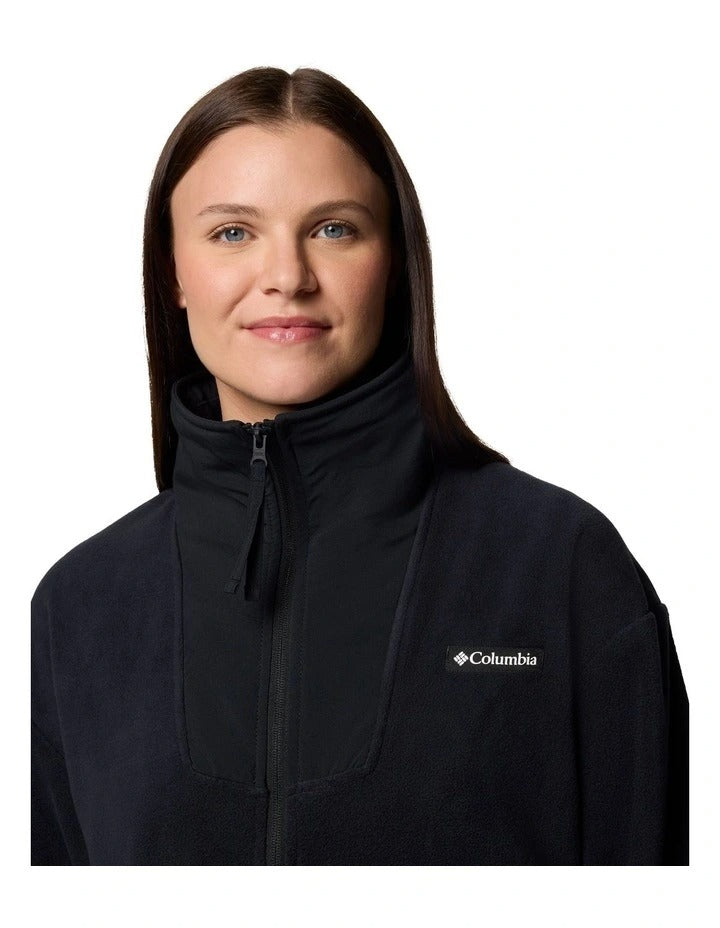 Columbia Sequoia Grove Full Zip Fleece in Black made with recycled polyester, zippered hand pockets, and high collar