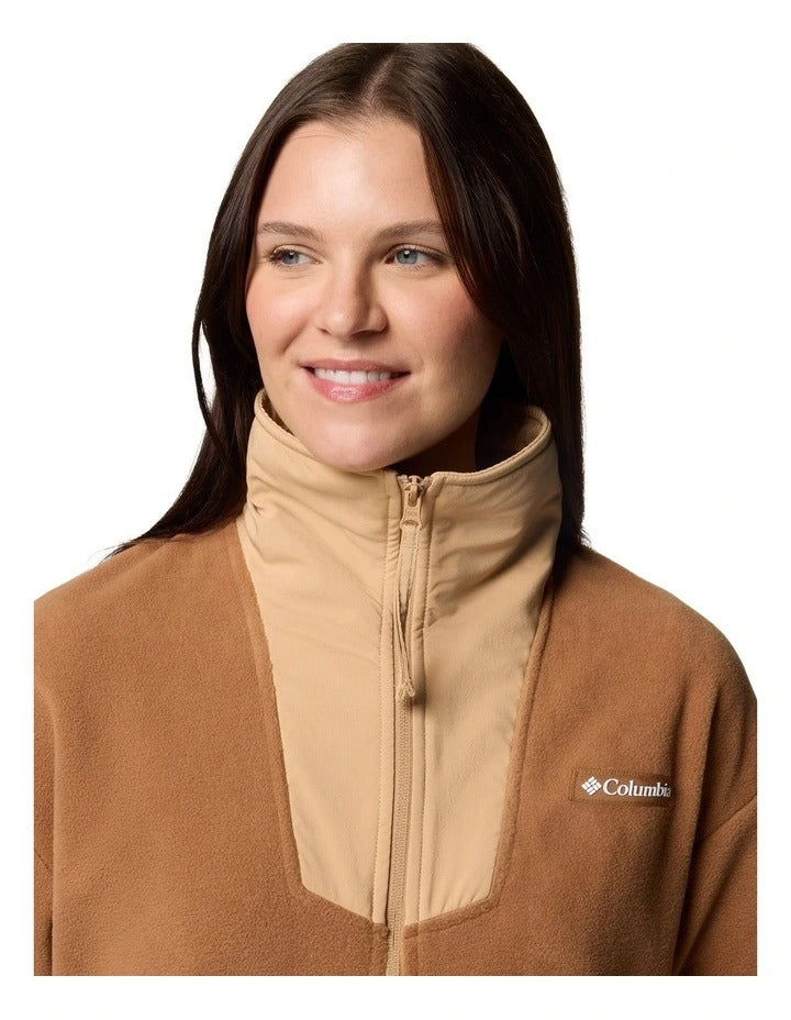 Columbia Sequoia Grove Full Zip Fleece in Brown made with recycled polyester and zippered hand pockets