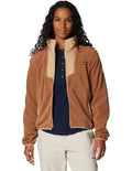 Columbia Sequoia Grove Full Zip Fleece in Brown made with recycled polyester and zippered hand pockets