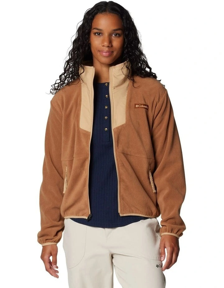 Columbia Sequoia Grove Full Zip Fleece in Brown made with recycled polyester and zippered hand pockets