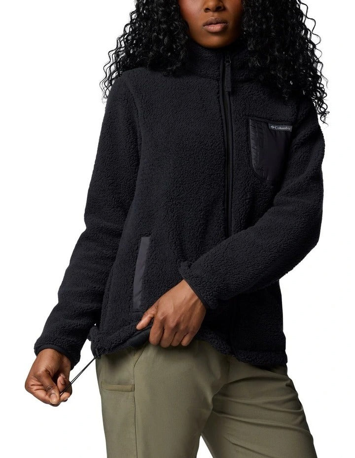 Columbia West Bend Full Zip II Fleece Jacket in Black with zippered hand pockets and adjustable hem