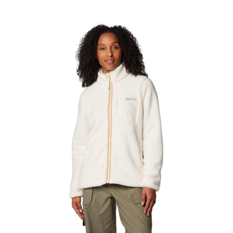 Columbia West Bend Full Zip II Fleece Jacket in White with zippered hand pockets and Sherpa fleece