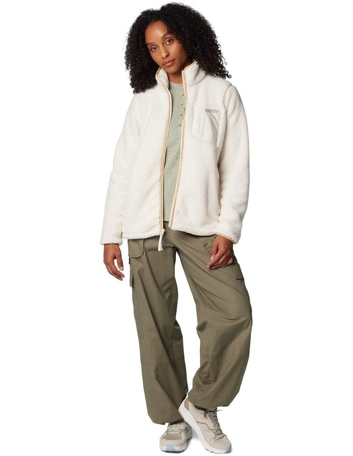 Columbia West Bend Full Zip II Fleece Jacket in White with zippered hand pockets and Sherpa fleece