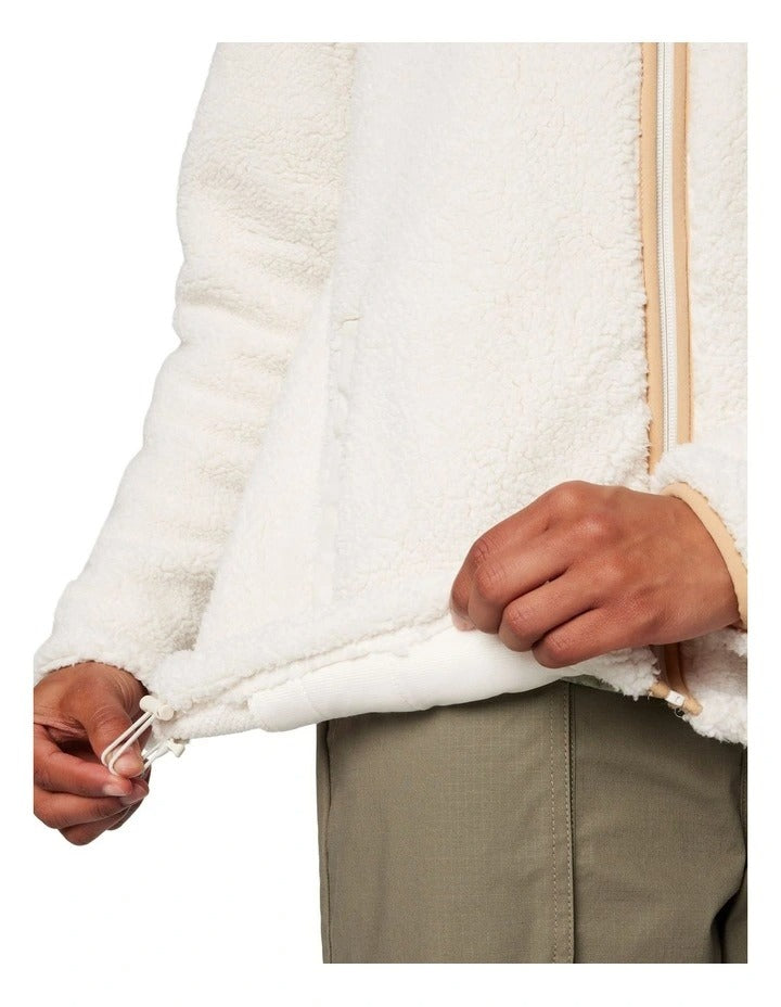 Columbia West Bend Full Zip II Fleece Jacket in White with zippered hand pockets and Sherpa fleece