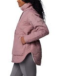 Columbia Birchwood II Quilted Jacket in Fig with Sherpa lining, water-resistant shell, and zippered pockets