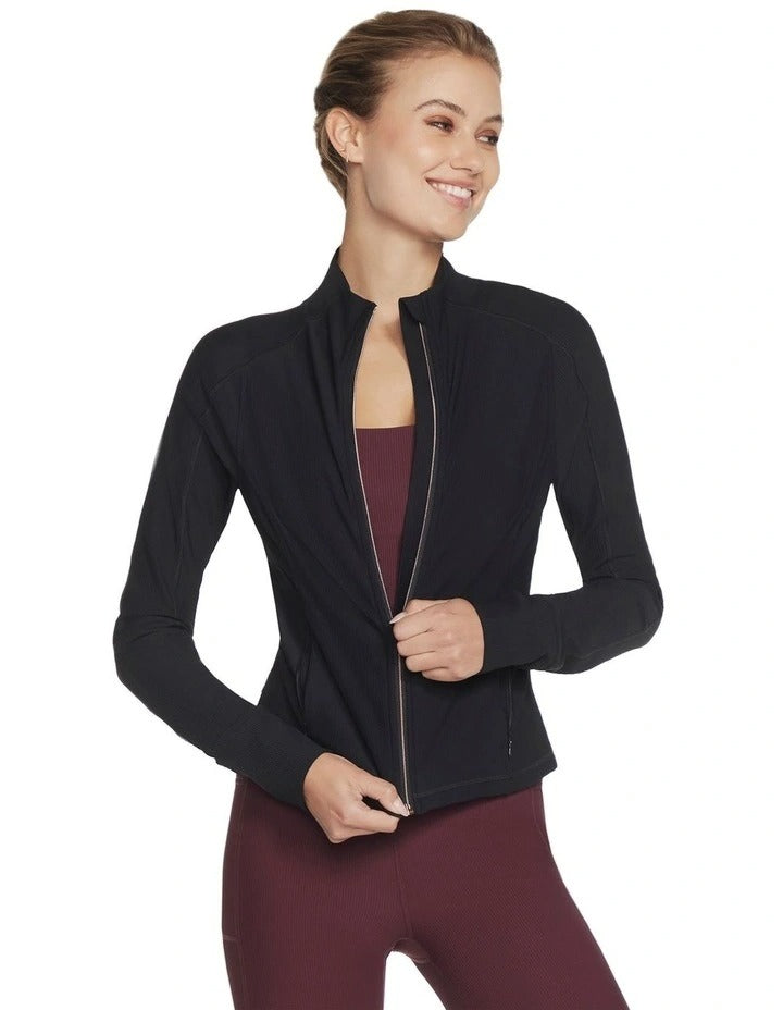 Skechers Go Walk Jacket JA132 in Black - lightweight athletic zip-up jacket for women
