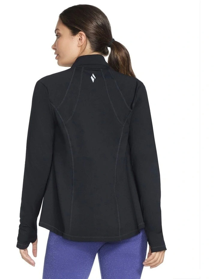 Skechers Go Walk Jacket JA132 in Black - lightweight athletic zip-up jacket for women