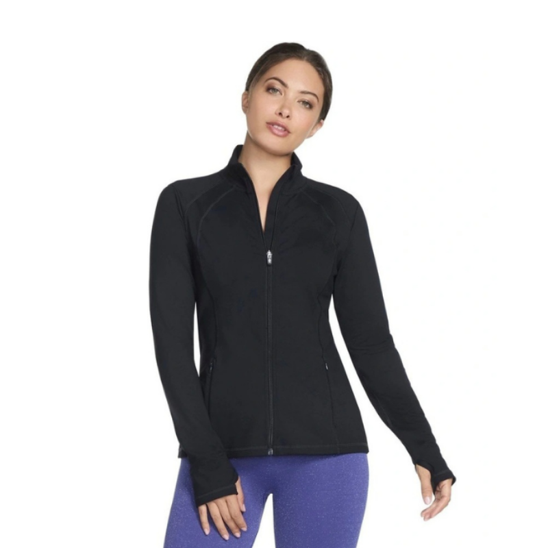Skechers Go Walk Jacket JA132 in Black - lightweight athletic zip-up jacket for women