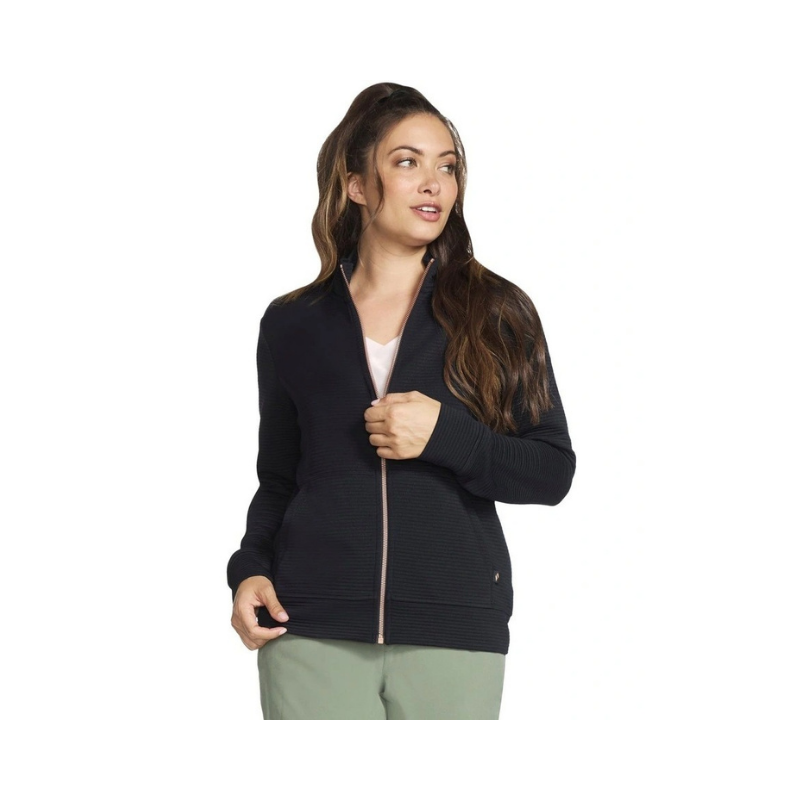 Skechers Hoodless Hoodie GOwalk Everywhere Jacket in Black W3JA261 BLK – Women’s lightweight active jacket with sleek design and modern comfort
