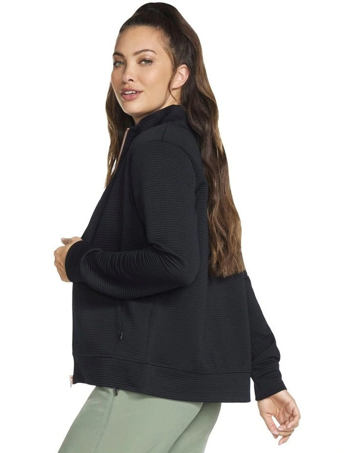 Skechers Hoodless Hoodie GOwalk Everywhere Jacket in Black W3JA261 BLK – Women’s lightweight active jacket with sleek design and modern comfort