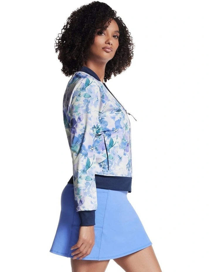 Skechers Go Walk Seascape Floral Reversible Jacket Blue front view
