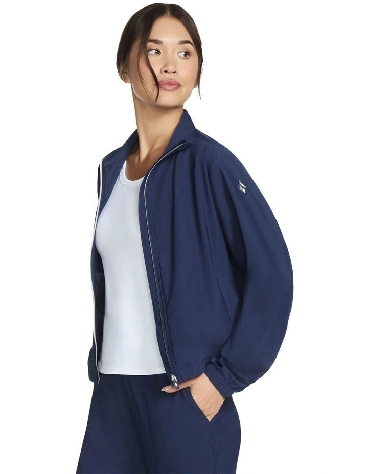 Skechers JA167 Journey Full Zip Jacket in Blue – Women’s athletic zip-up jacket with lightweight design, sleek fit, and versatile casual style