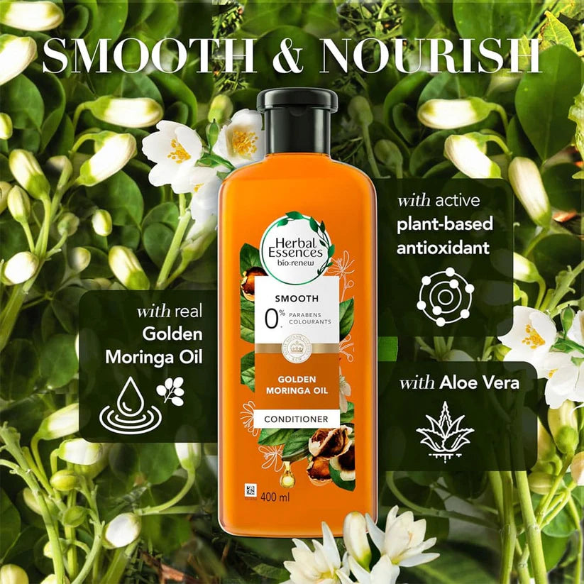 Herbal Essences Conditioner Golden Moringa Oil 400ml for silky, nourished, and healthy hair