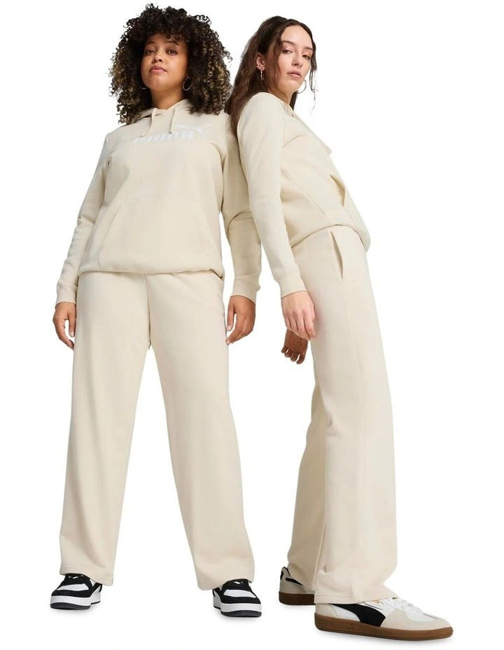 Puma Essentials No.1 Logo Straight Pants in cotton polyester blend with elastic waistband and embroidered logo
