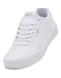 Puma Carina 3.0 women’s leather sneakers with flat heel, Softfoam cushioning, and tennis-inspired design