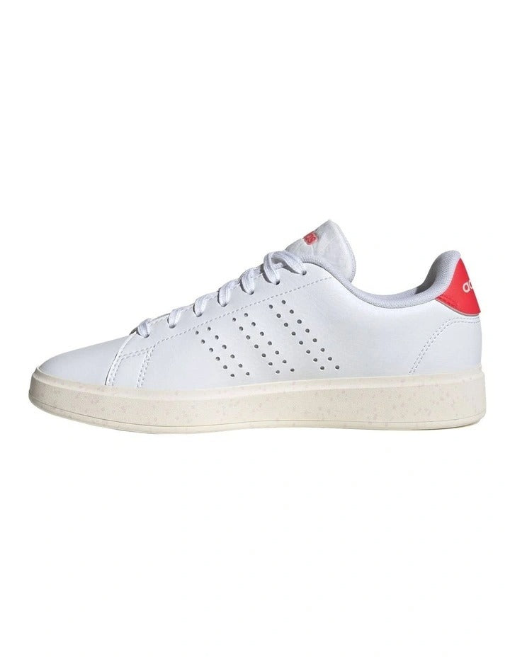 Adidas Advantage 2.0 Shoes in White with synthetic textile upper, Cloudfoam midsole, and low heel design for comfort