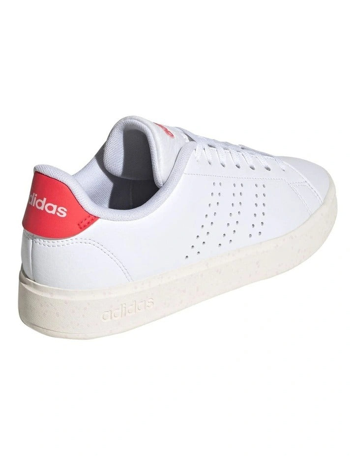 Adidas Advantage 2.0 Shoes in White with synthetic textile upper, Cloudfoam midsole, and low heel design for comfort