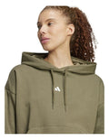 Adidas Essentials Small Logo Feel Cozy Hoodie in green cotton recycled polyester fleece with chest logo