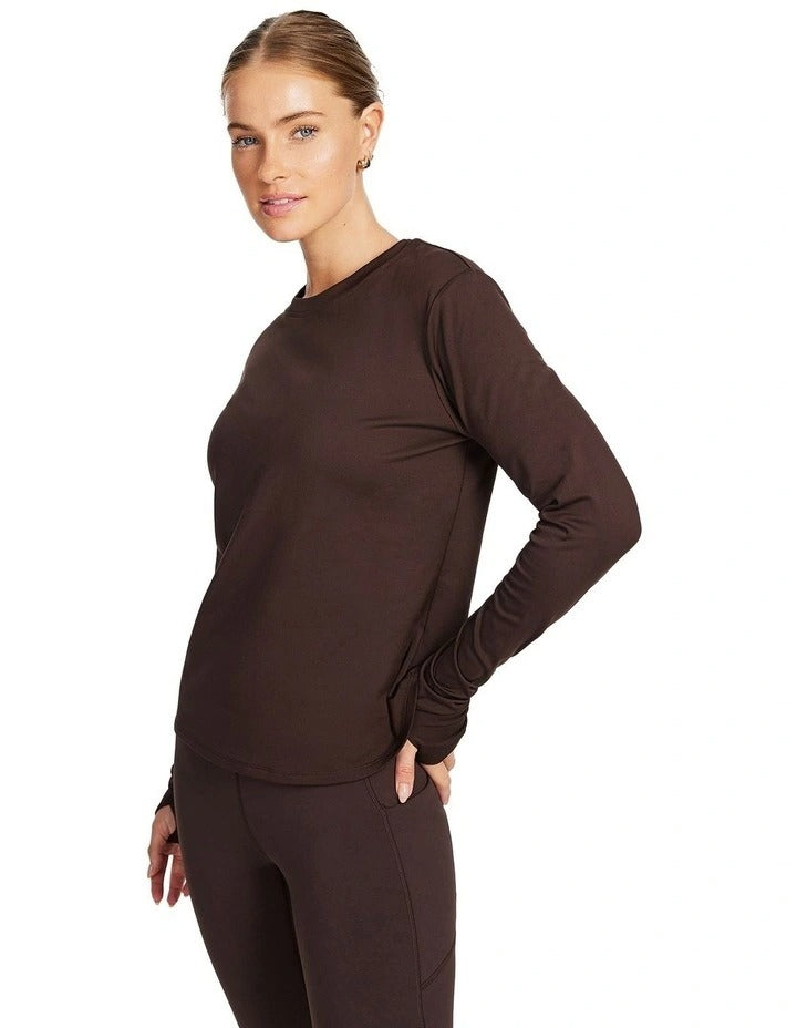Rockwear Thermal Long Sleeve Crew Top in Chocolate