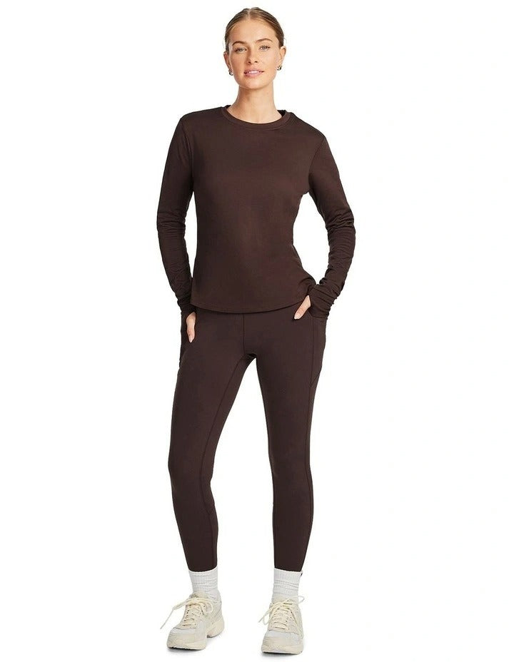 Rockwear Thermal Long Sleeve Crew Top in Chocolate