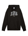 Puma Class Relaxed Hoodie in cotton and recycled polyester with graphic rubber print and adjustable hood