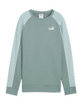 Puma Sport Relaxed Crew Jumper with cotton and recycled polyester blend, featuring No.1 logo rubber print, piping details, and ribbed neck and cuffs