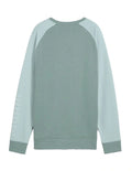 Puma Sport Relaxed Crew Jumper with cotton and recycled polyester blend, featuring No.1 logo rubber print, piping details, and ribbed neck and cuffs
