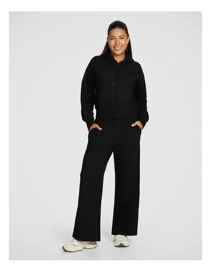 Rockwear Cosy Fleece Zip Through Hoodie in Black for Women