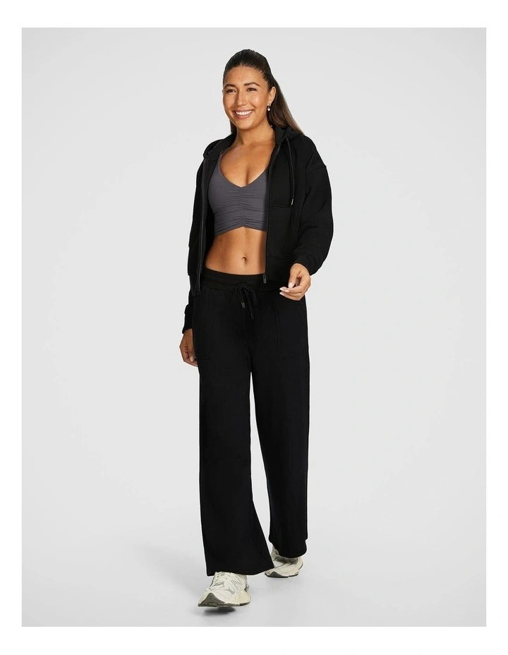 Rockwear Cosy Fleece Zip Through Hoodie in Black for Women