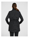 Black Longline Puffer Vest for Women by Rockwear – Adjustable Waist, Stand Collar, Full Zip, Side Phone Pockets