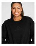 Rockwear Cosy Fleece Longline Crew Sweatshirt in Black offering full coverage and comfort.