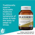 Blackmores Ashwagandha+ 60 pack, a dietary supplement designed to support stress management, mental clarity, and overall wellness with a blend of ashwagandha and other herbal ingredients in a convenient 60-capsule pack.