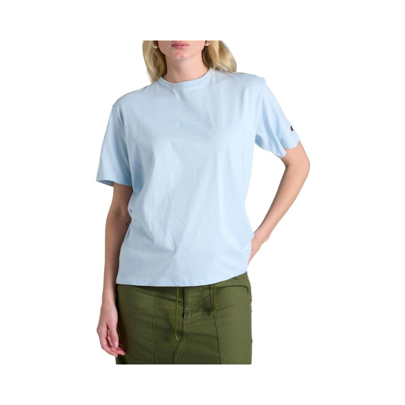 Champion script logo cotton t-shirt in blue