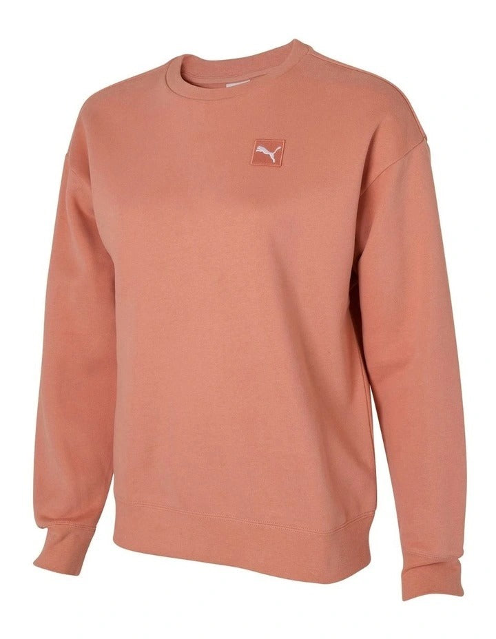 Coral sweatshirt with a logo on a white background