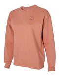 Puma Ess Elevated Badge Crew Fl Sweatshirt in grey, cotton blend, embroidered Puma Cat logo, ribbed cuffs and hem