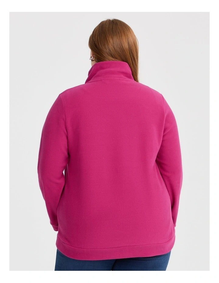 Taking Shape Polar Fleece Zip Front Jacket in Cerise Pink with cosy fleece fabric and zip closure