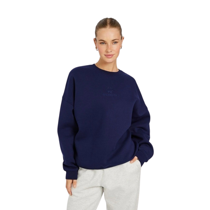 Rockwear Cosy Fleece Longline Crew in Blue, offering warmth and comfort for active women.