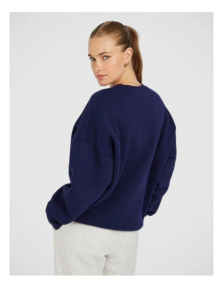 Rockwear Cosy Fleece Longline Crew in Blue, offering warmth and comfort for active women.