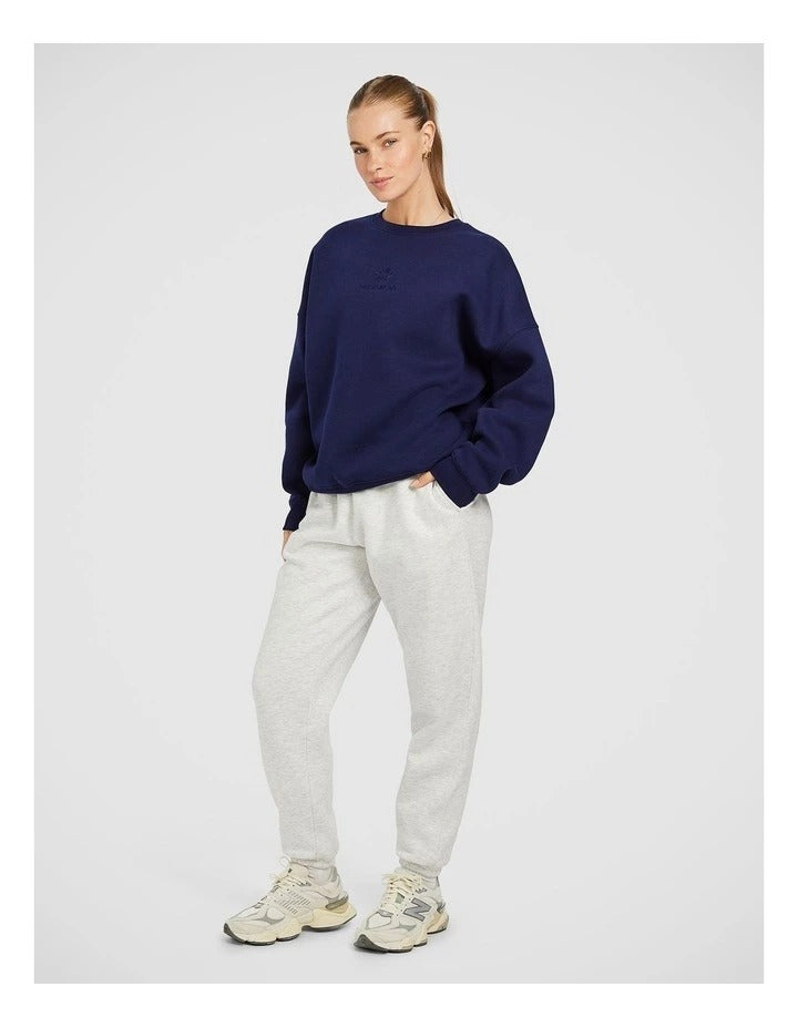 Rockwear Cosy Fleece Longline Crew in Blue, offering warmth and comfort for active women.
